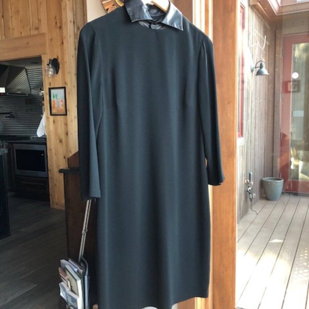 Ralph Lauren Black Sheath Dress w/Removable Leather Collar (Sz 6)
